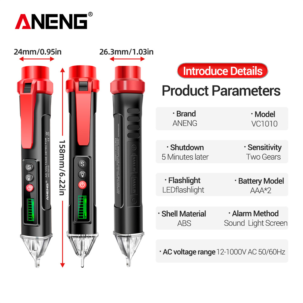 ANENG VC1010 Digital AC/DC Voltage Detectors Smart Non-Contact Tester Pen Meter 12-1000V Current Electric Sensor Test Pencil. 