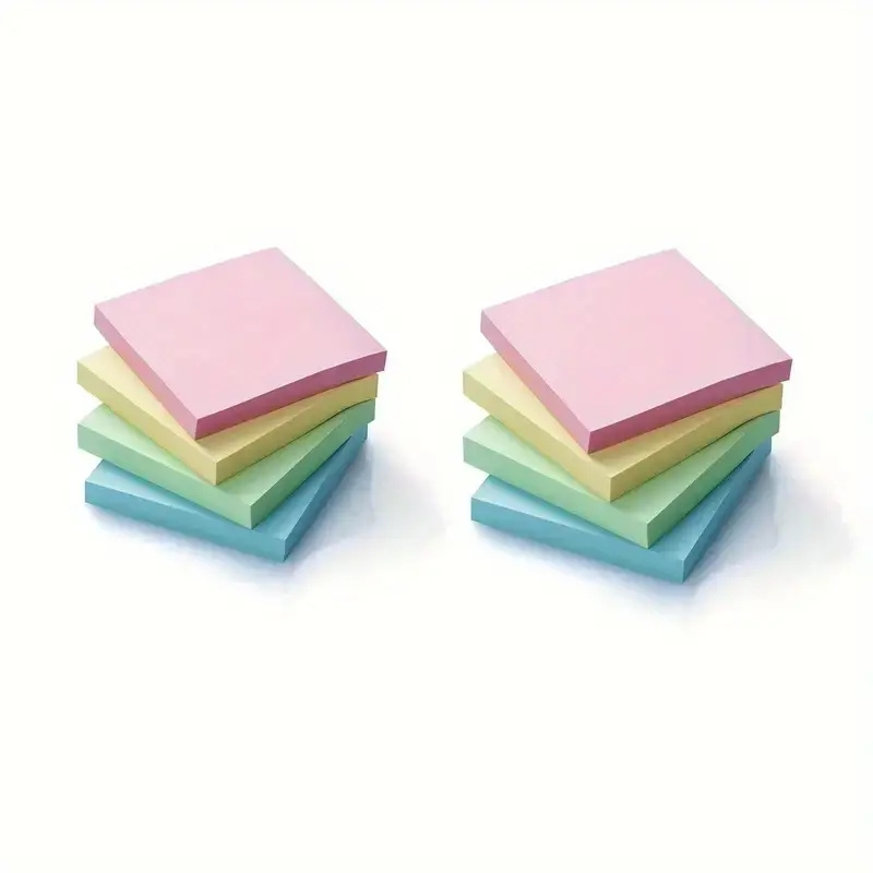 Soft Colors Sticky Note Pads, 3×3'' Self-stick Memo Pads, Super Adhesive Sticky Notes, Perfect for Office, Home, School, Meeting. 