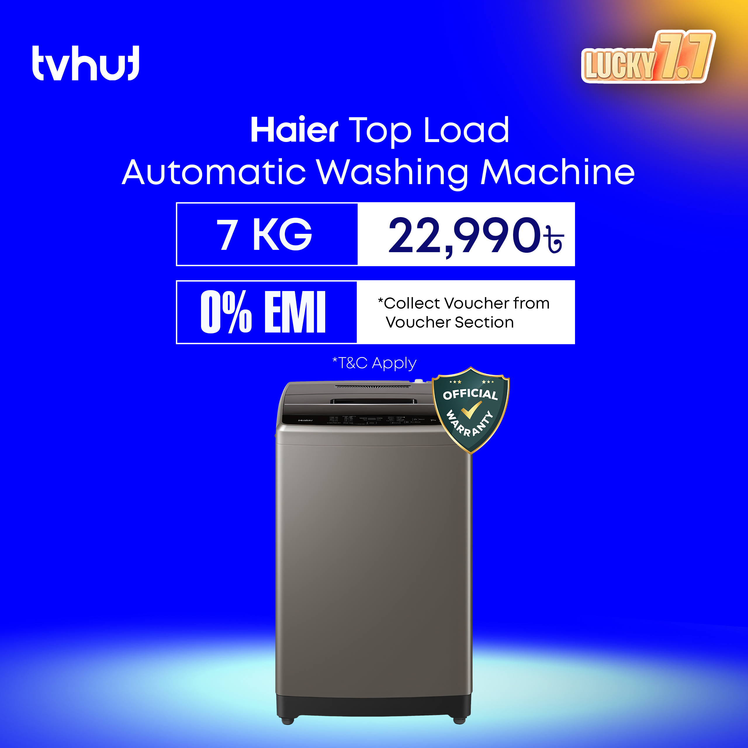 Haier 7kg Top Load Automatic Washing Machine with Official Warranty