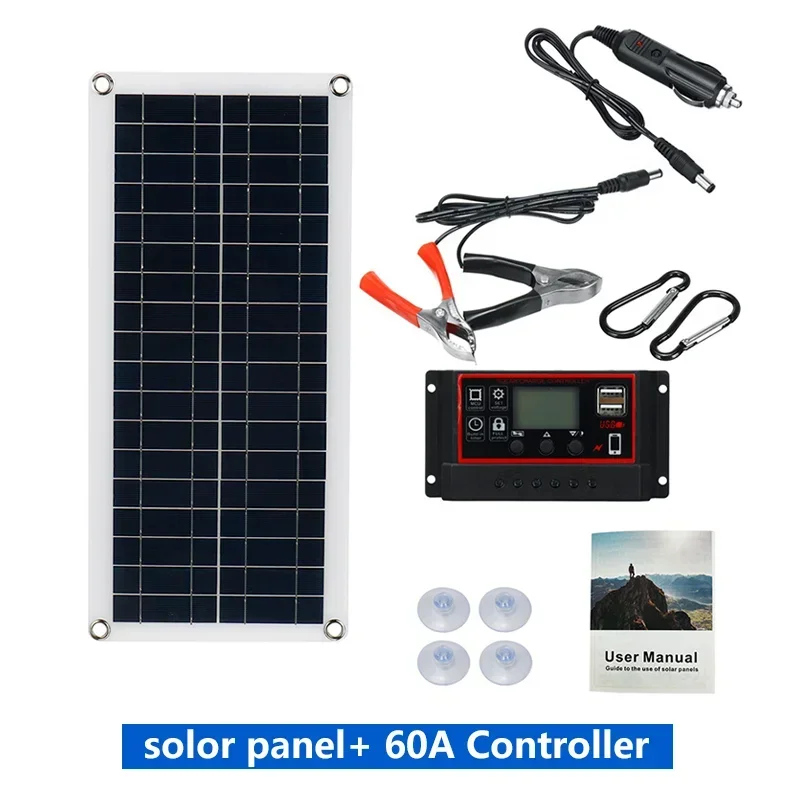 20W-1000W Solar Panel 12V Solar Cell 100A Controller Solar Panel for Phone RV Car MP3 PAD Charger Outdoor Battery Supply Camping. 
