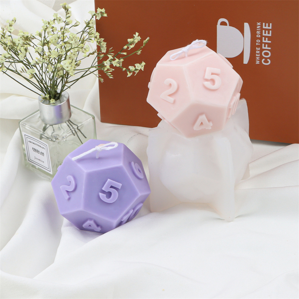 Large Silicone Polyhedral Dice Candle Mold Scented Soap Epoxy Resin Moulds Triangle Diamond Handmade Soap Making Tool. 