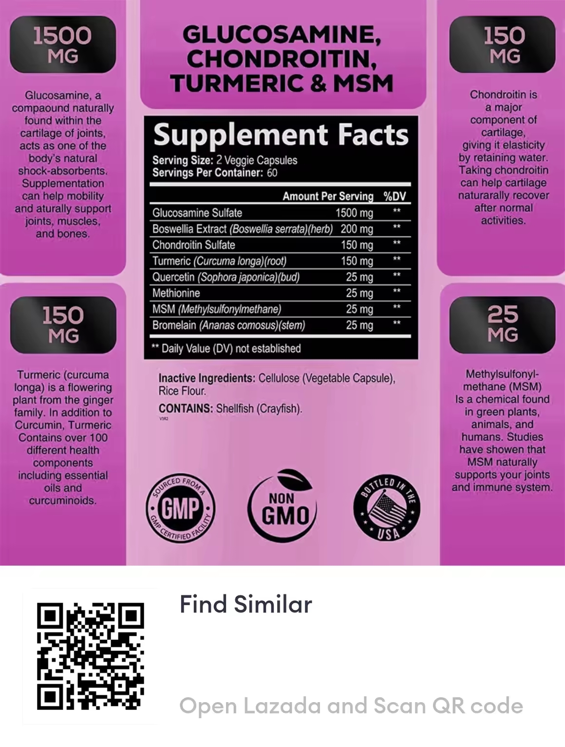 Glucosamine Chondroitin  - Joint Support Supplement for Joint Health and Joint Function Support. 