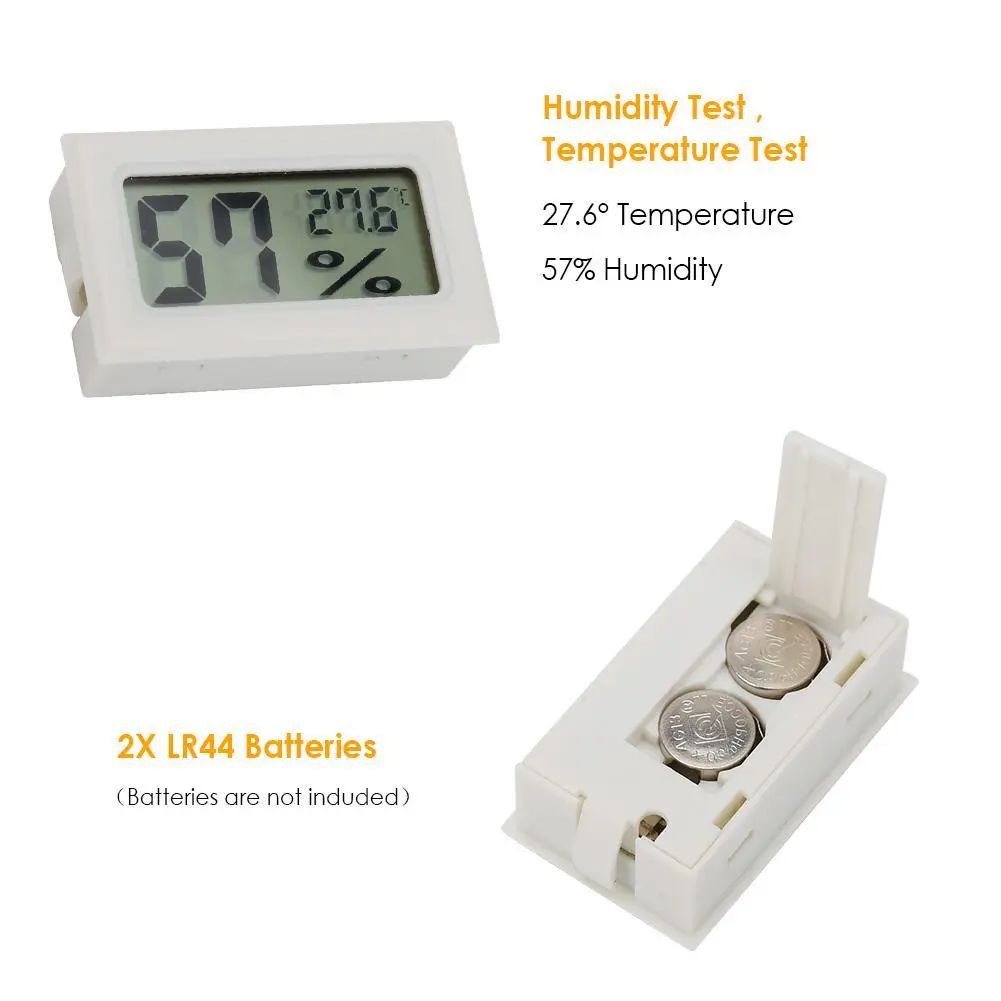 Digital Temperature Humidity Meter White Thermometer Hygrometer Vivarium Sensor