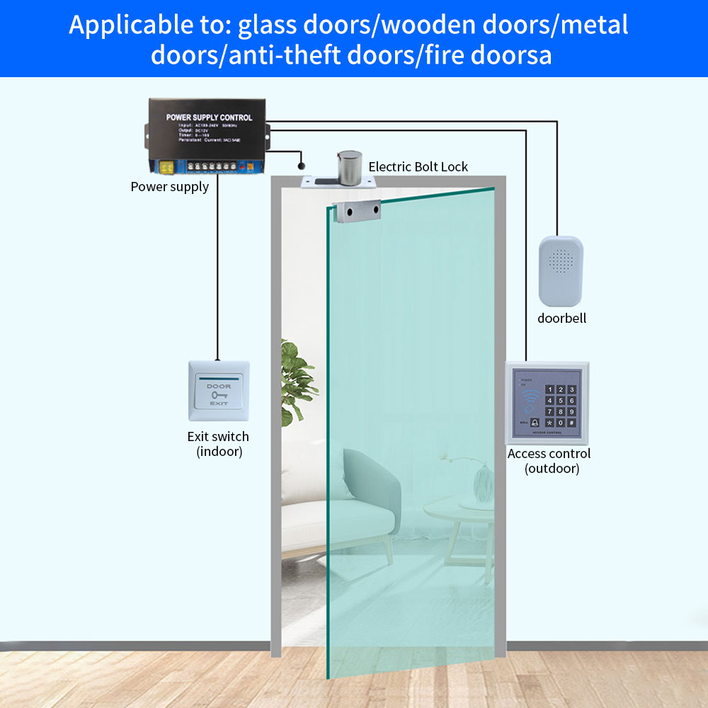 Waterproof Lock Gate Access Control System Fail Safe Electric Magnetic Glass Door Drop Bolt Deadbolt Smart Electronic Door Lock. 