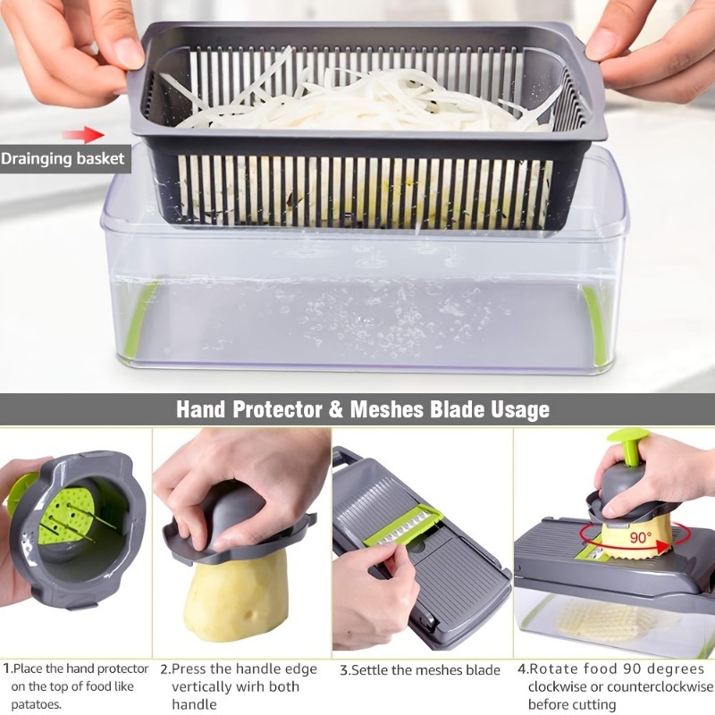 14 In 1 Multifunctional Vegetable Chopper, Cutter Vegetable Dicer Slicer Cutter Mandoline Onion Chopper For Onion Potato Tomato. 