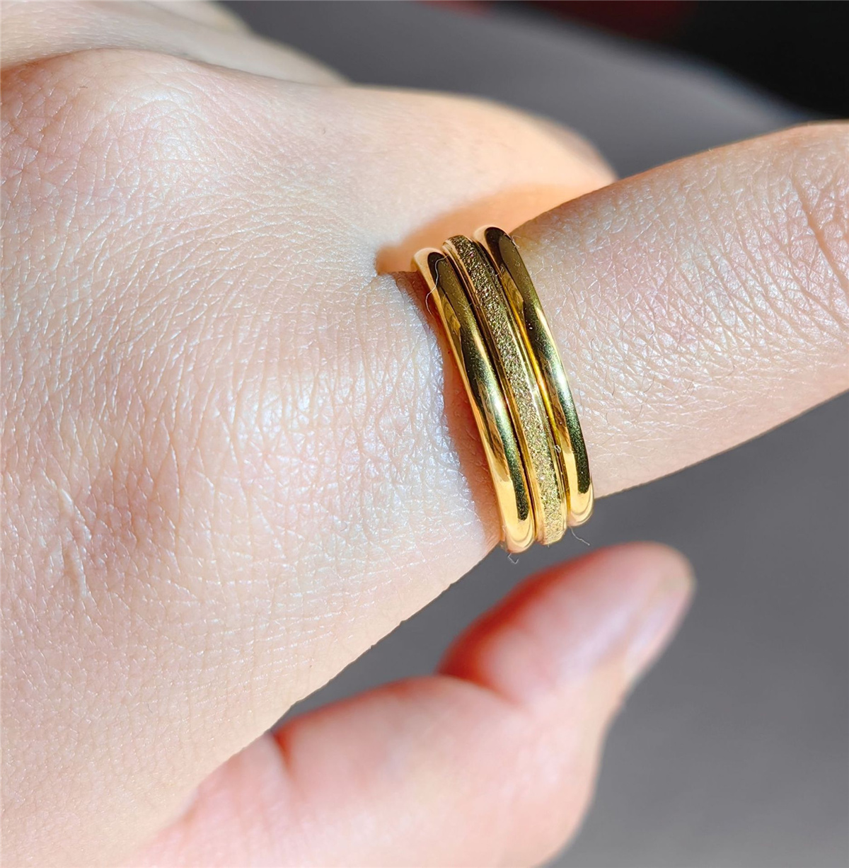 3Pcs/set Vintage 18K Gold Plated Stainless steel Rings for Women Fashion Jewelry Gift Simple Ring. 