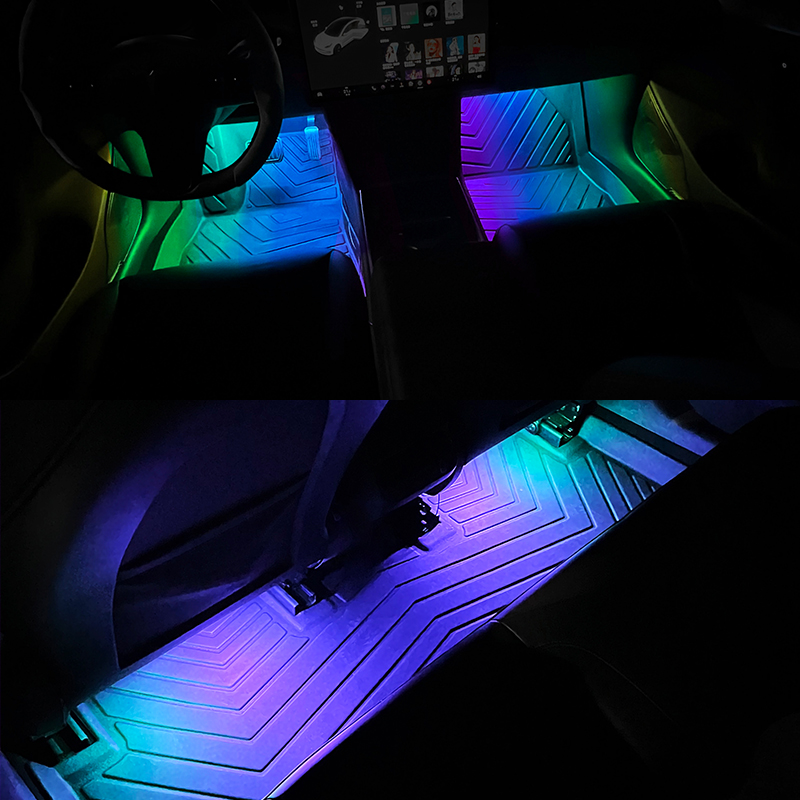 Symphony Led Car Interior Ambient Foot Light Backlight App Music Control RGB Multiple Modes Auto Atmosphere Decorative Neon Lamp. 