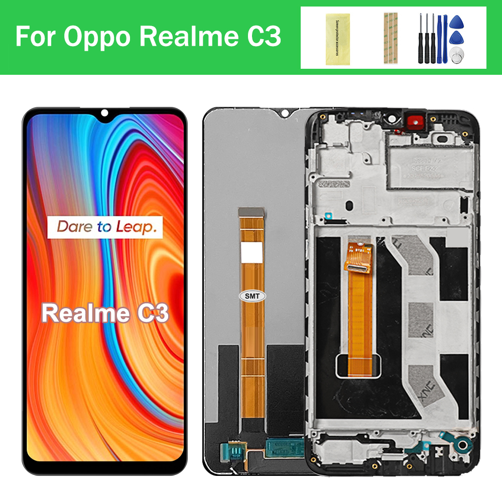 6.5'' For Realme C3 RMX2027 RMX2021 LCD Display With Frame Digitizer Touch Screen For OPPO Realme C3 Display Replacement