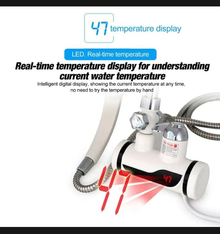 Temperature display Instanl Hot Tape water Faucet Water Heater witn shower. 