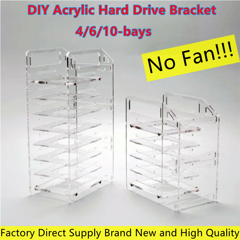 New DIY Acrylic Hard Drive Bracket Transparent Hard Disk Shelf Desktop Computer External Storage Box HDD Hard Disk Drives Cage. 