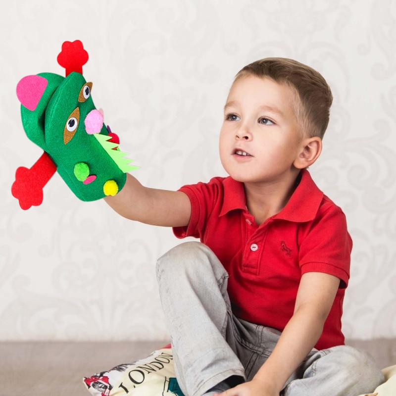 DIY Hand Puppet Making Kit Make Your Own Felt Animal Theme Storytelling Manual Handmade Puppets Craft Material For Kids Teens. 