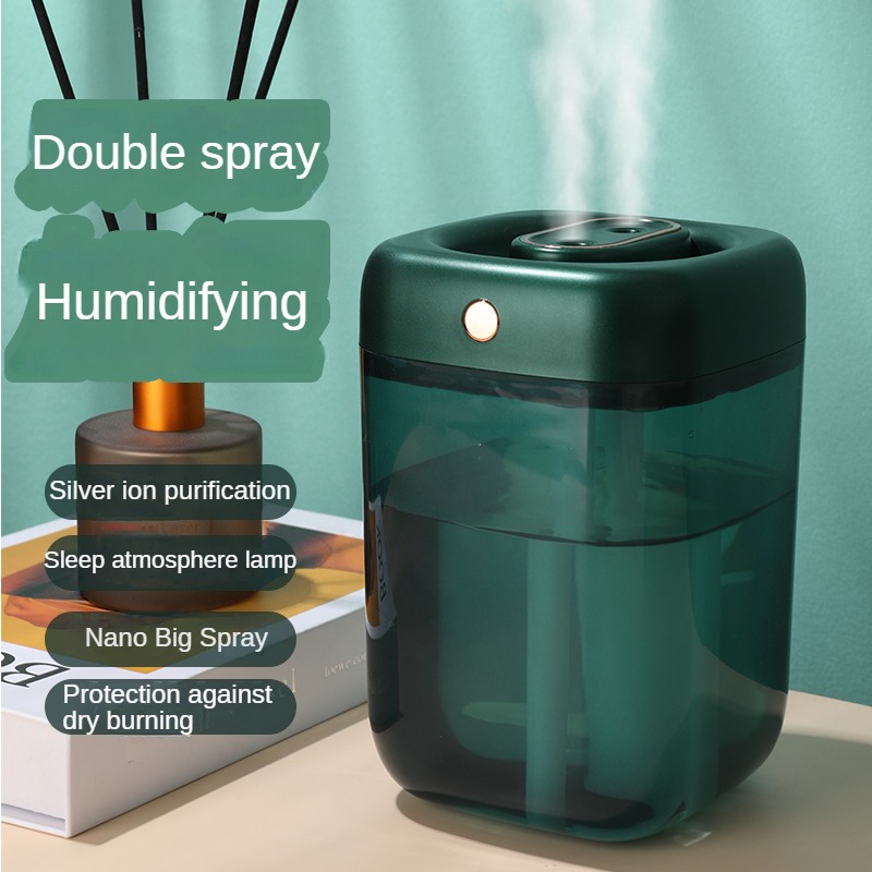 Humidifier with night light, large capacity, ultra-quiet, timer automatic shutdown, USB charging, suitable for home office use.