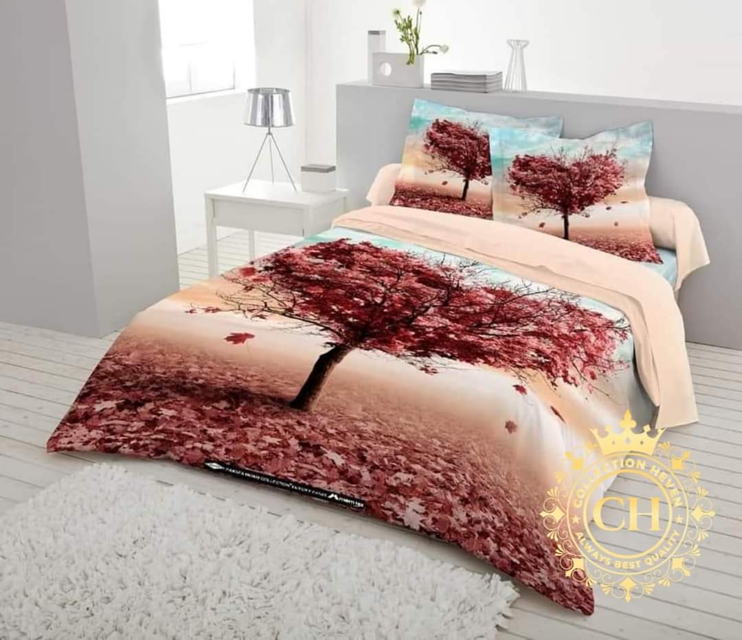 Digital Home tex Luxury Panel Fashionable Bedsheet with 2 pillows cover & 1 side pillow cover  for Home Decoration from Clothika. 