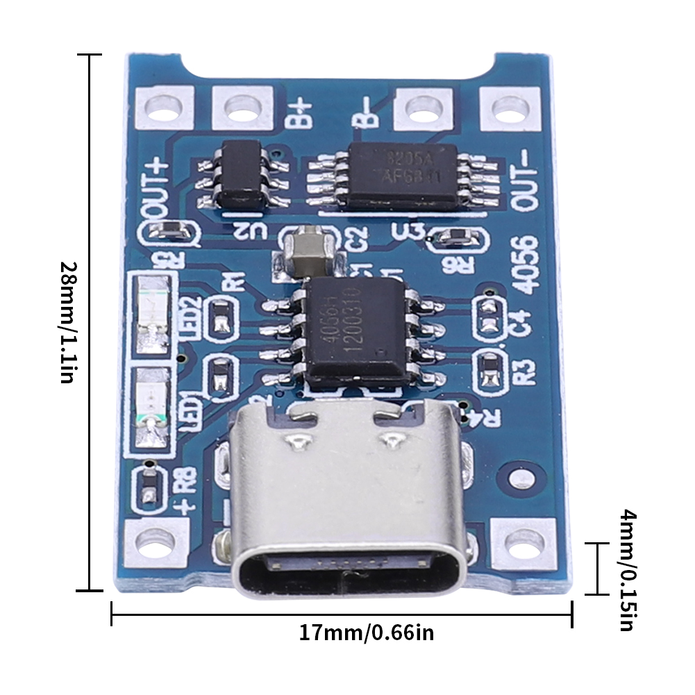 TP4056 Lithium Battery Charger Module Type C Battery Charging Module Micro USB 4.5V-5V for Lithium Batteries. 