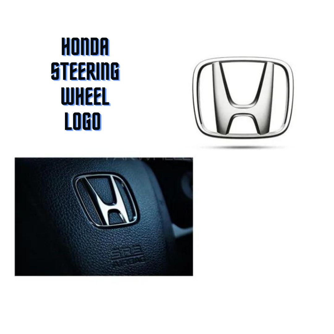 Honda Steering Logo H Emblem Chrome Silver 50mm by 40mm