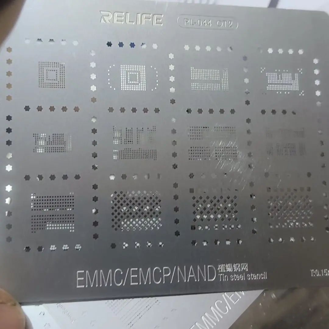 Relife RL-044 OT2 BGA IC Reballing Stencil For Android Nand Flash EMMC EMCP UFS LPDDR PCIE BGA162 BGA153 BGA169 BGA221 BGA186 BGA297 BGA254 BGA178 BGA200 BGA110 BGA60 BGA70 similar EMMC:1 EMMC:2 EMMC:3. 