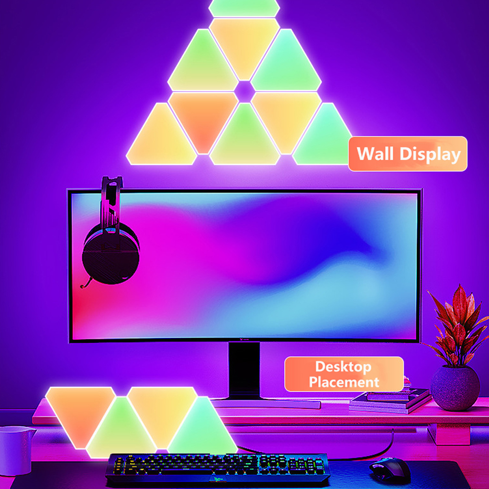 RGB Triangle Wall Light LED Quantum Lamp 5V USB WIFI Bluetooth Music Sync Game Ambient Light For Gaming Bedroom Store Decoration. 