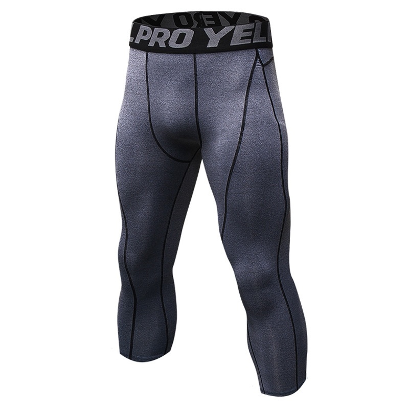 Athletic Men's 3/4 Compression Legging Base Layer Running Tights Men Gym Leggings Football Basketball Pants. 