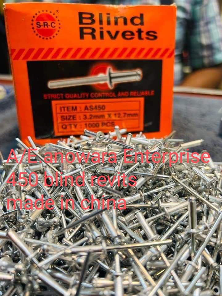 450 number blind revits 3.2mm thikness 12.7 mm length 1000 pcs box professional high quality. 