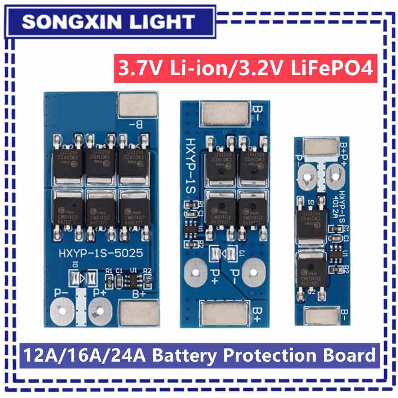 BMS 1S 12A 16A 24A 3.7V LiFePO4 Lithium Battery Protection Board 18650 4.2V Charging Voltage/Short Circuit/Overcharge Prevention