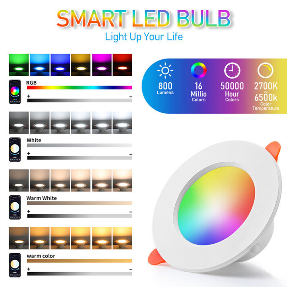 RGB CCT TuYa Led Downlight AC85-265V 10W APP Smart Ceiling Light Recessed Down Light Round Panel Light Dining Room LED Spotlight. 