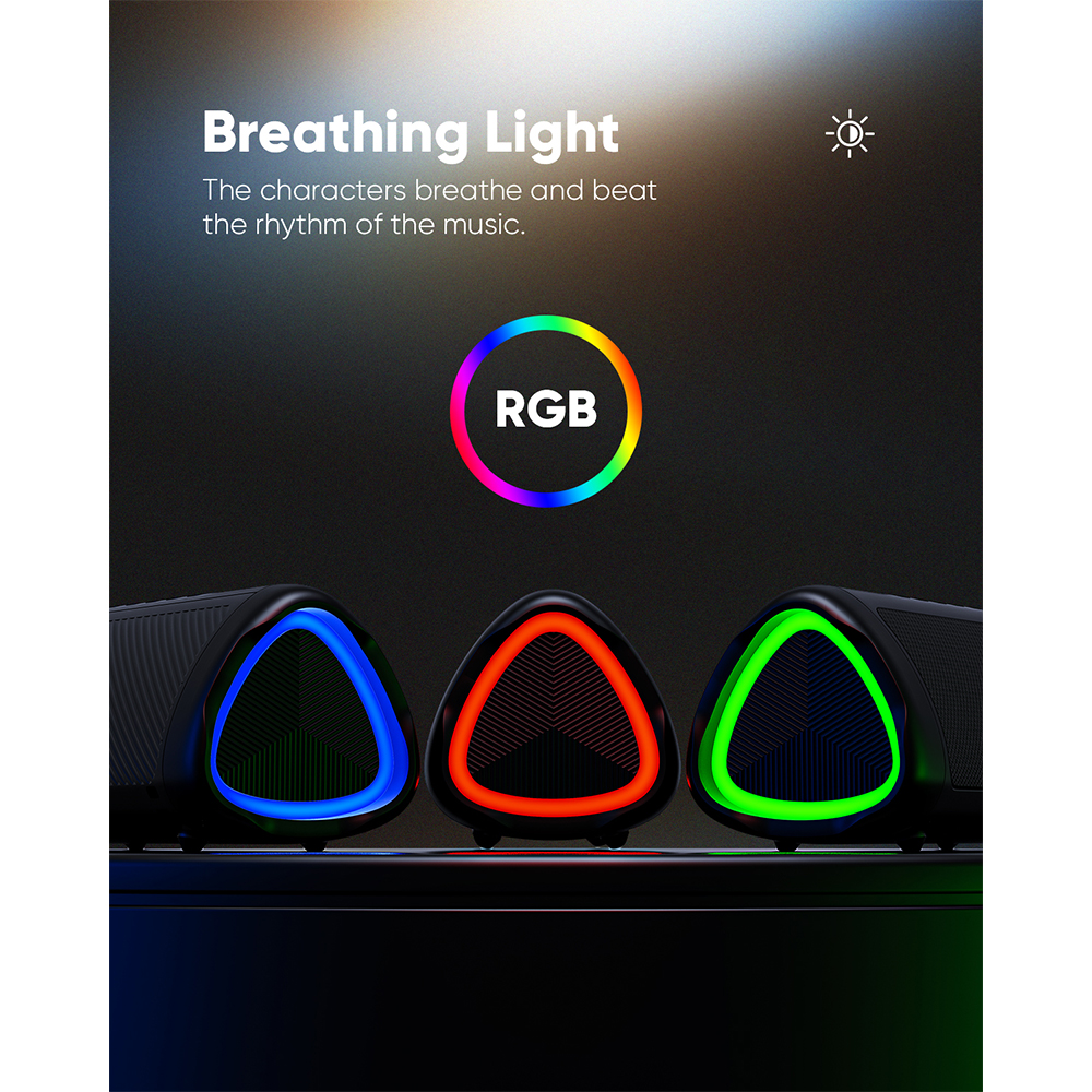 WISE TIGER portable bluetooth speaker Stereo Sound wireless bluetooth5.3 speaker 24-Hour Play time RGB light AUX-in Typec charge. 