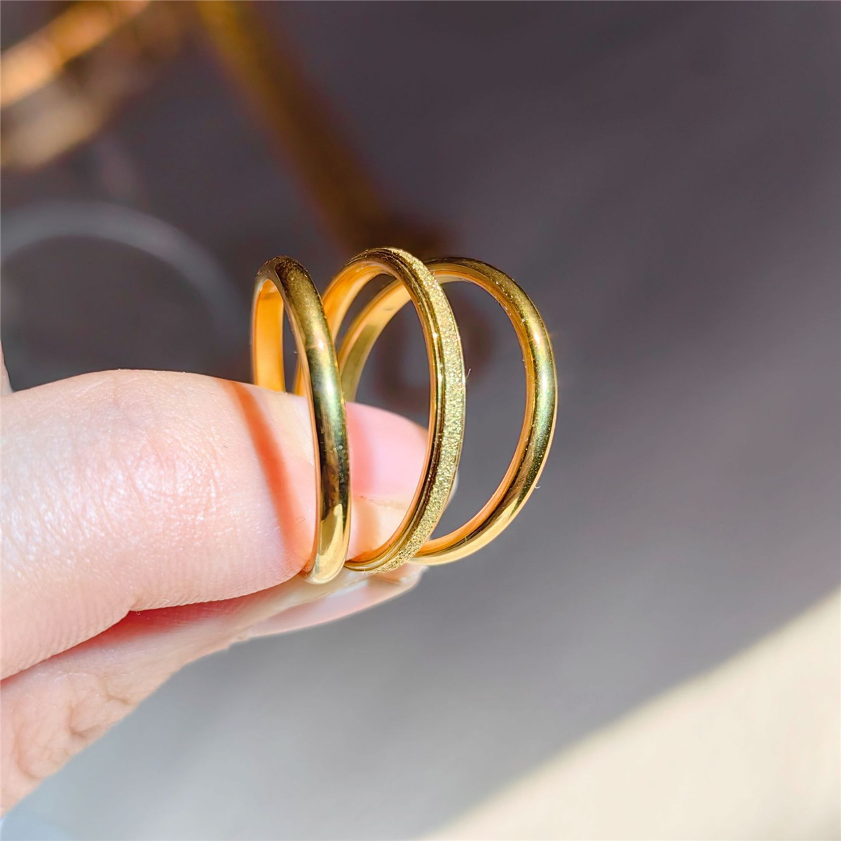 3Pcs/set Vintage 18K Gold Plated Stainless steel Rings for Women Fashion Jewelry Gift Simple Ring. 