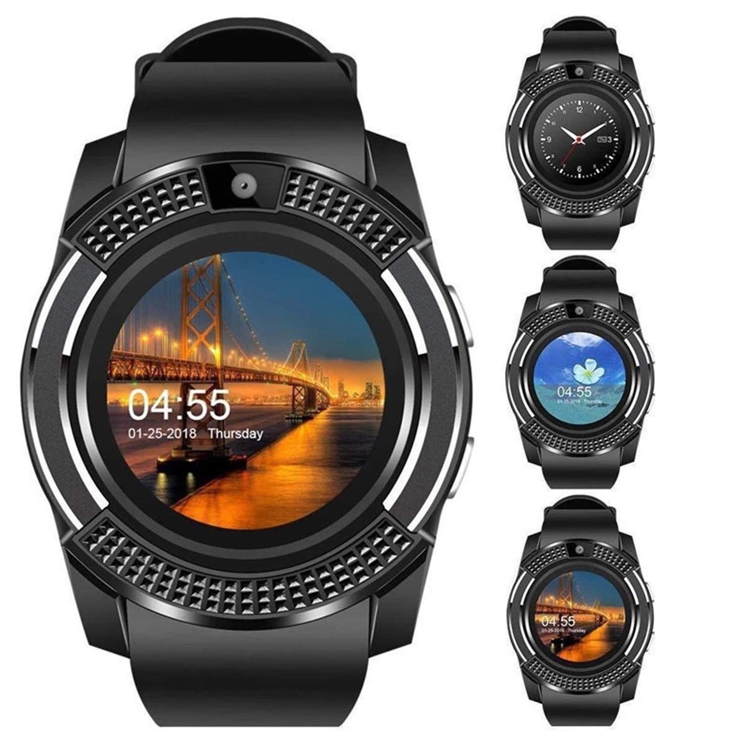 V8 Smart Watch call and memory Supported and Fitness Tracker - Black

with double battery. 
