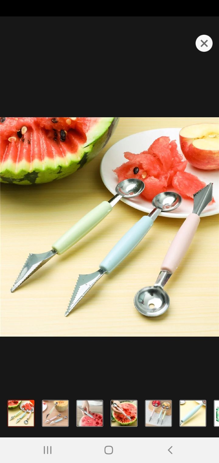 Fruit design cutter with scoop dual sided. 