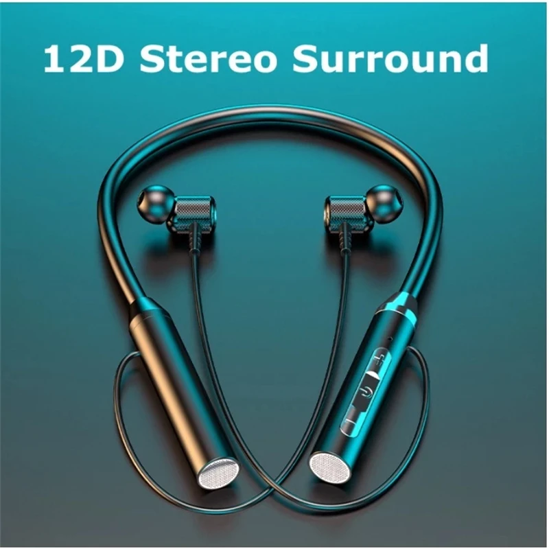 Wireless Headphone Fone Bluetooth 5.0 Neckband Earphones Silicone Hifi Stereo Sports Headset Halter Waterproof Magnetic Earbuds
