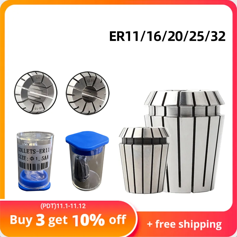 KaKarot 1PC ER11 ER16 ER20 ER25 ER32 AA High Precision 0.015 0.005-0.008 mm Spring Collet Suitable Engraving Machine Spindle CNC. 