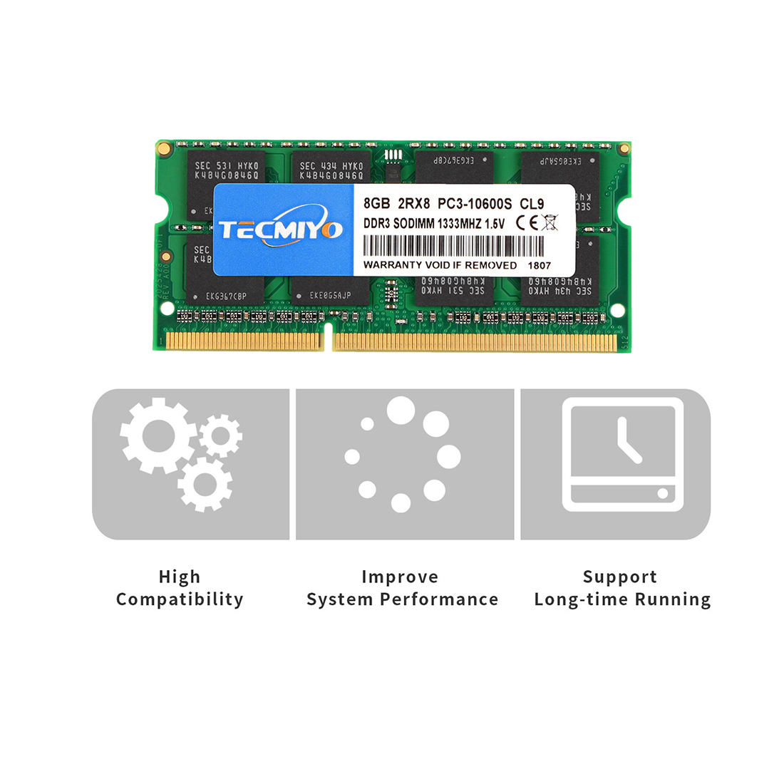Tecmiyo Laptop RAM 16GB ( 2X 8GB ) DDR3 1333MHz PC3-10600S 2RX8 CL11 SODIMM 1.5V 204pin Notebook Memory -Green. 