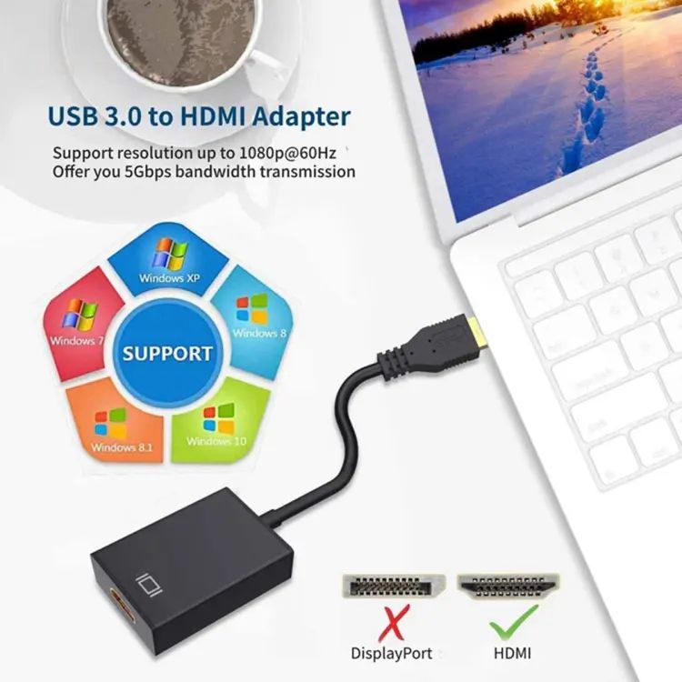 USB 3.0 to HDMI Adapter, USB to HDMI Adapter Full HD Video Audio Mu