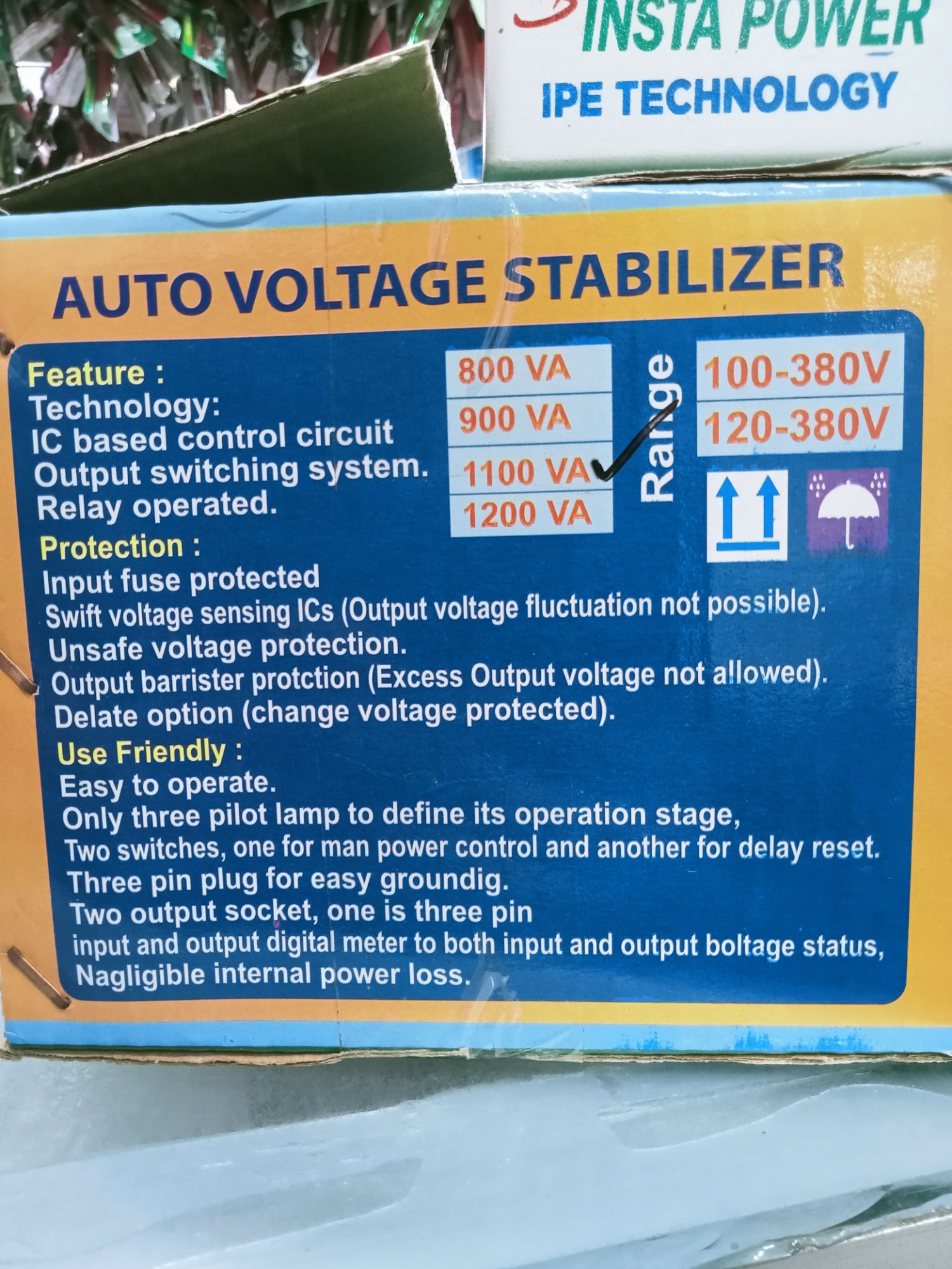 auto digital voltage stabilizer (INSTA Power). 