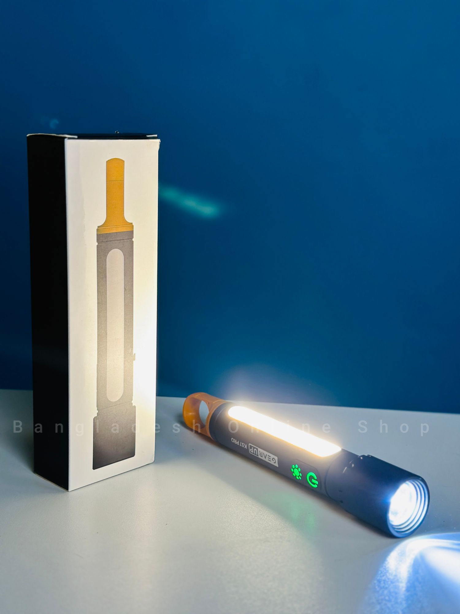 GearUP K57 PRO Rechargeable High Power Flashlight + Large COB Light with 3500mAh Lithium Battery. 