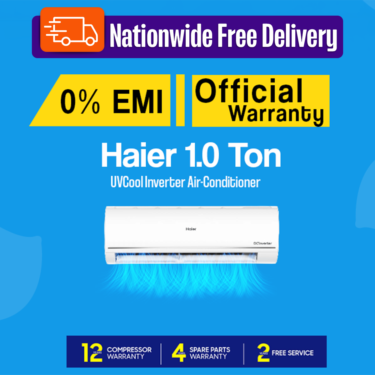 Haier 1 Ton Virus Killer UVCool Inverter AC - HSU-12UVCool(INV)(Pro) with Free Delivery