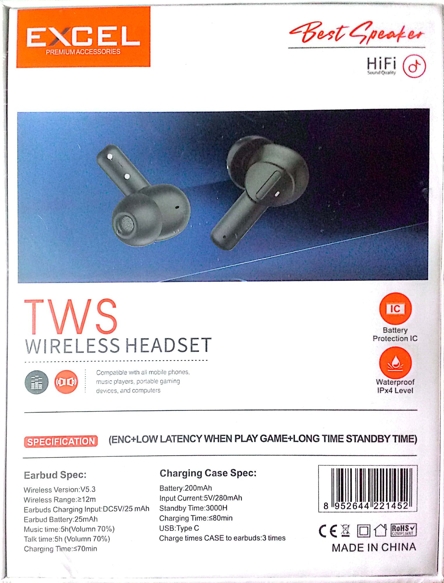 Excel E 47 tws wireless headset. 