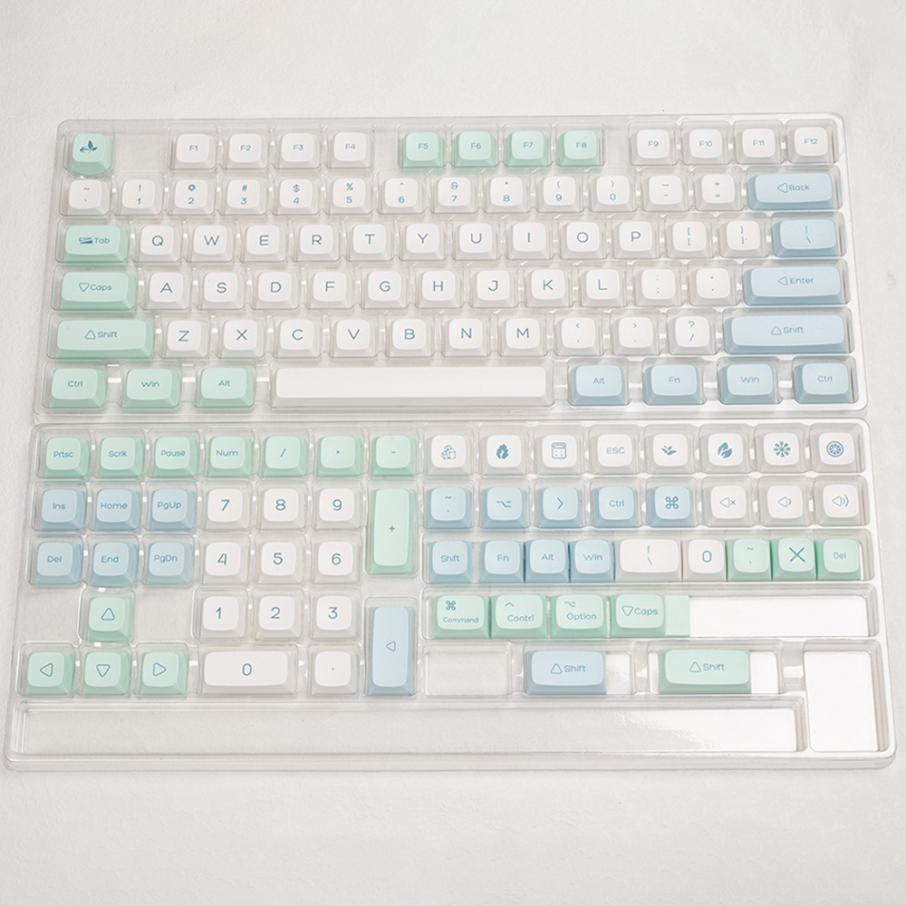 135 keys Ice Crystal Mint Keycaps Profile XDA PBT Dye-Sub Key Cap for Cherry MX Switch DIY Layout Ducky Mechanical Keyboard Cap. 