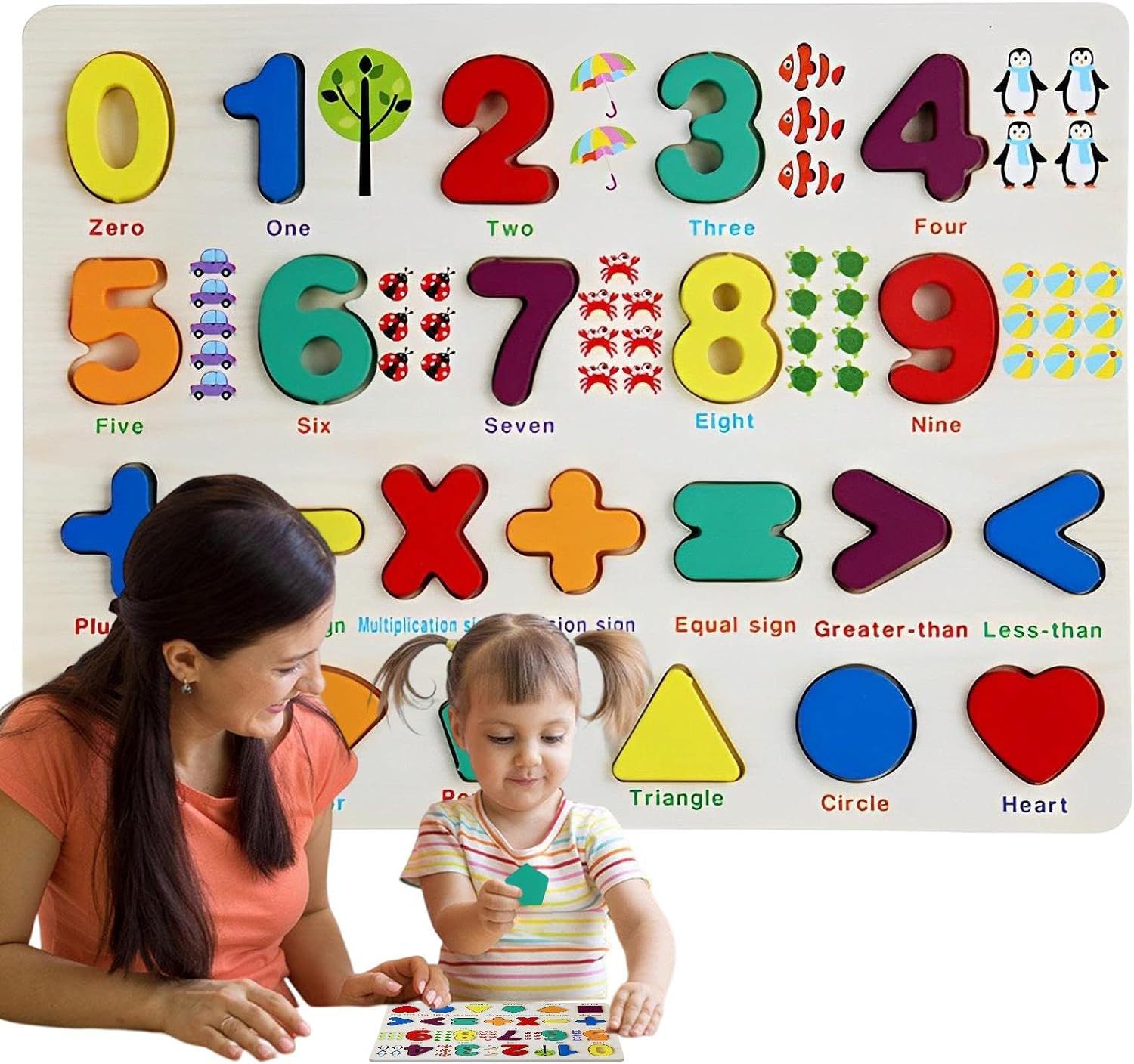 Wood puzzles for Toddlers, Learning Puzzles Toys for Preschool Year Old Birthday S Numbers Board. 
