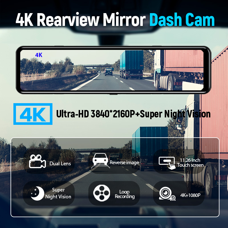 ACCEO 4K WIFI Dashcam 12Inch Car DVR RearView Mirror Recorder Dash Cam Support 1080P Sony Black Box Rear View Camera Acesssories. 
