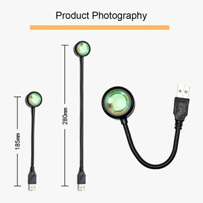 Sunset Lamp LED USB Rainbow Neon Night Light Projector Photography Wall Atmosphere Lighting for Bedroom Home Room Decor. 