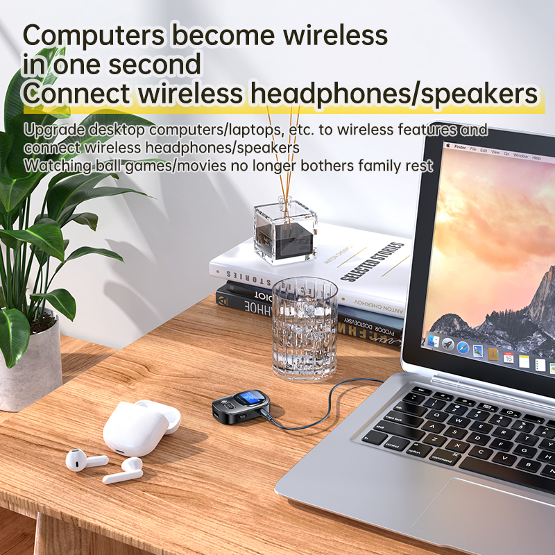 AUX Bluetooth 5.3 Adapter for Car Wireless AudioTransmitter Receiver with LED Display for Home Stereo/PC/Gym/Game Handsfree Call. 