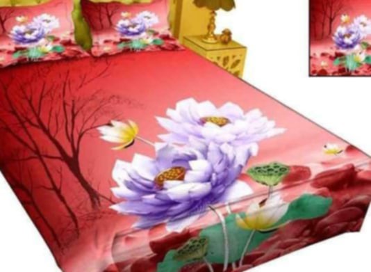 King Size Cotton Bed Sheet with Matching 2 Pillow Covers