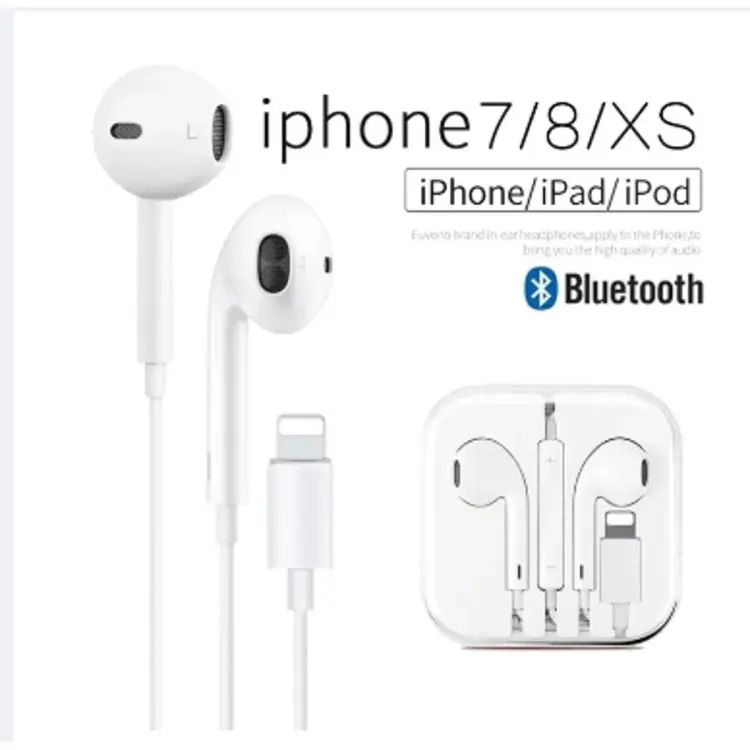 Lighting Earphone With Microphone Wired Stereo Earphones For Apple Iphone 8 7 Plus X Xs Max Xr