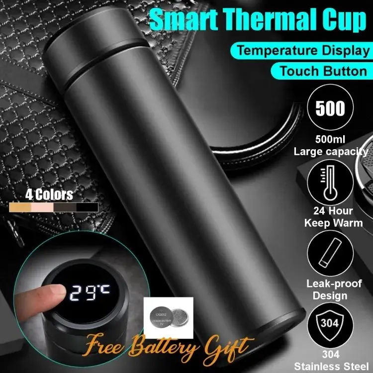 Thermo bottle LV Smart LED temperature display Vacuum Flask Thermos Keep  Warm & Cold Bottle 500ml Botol Air