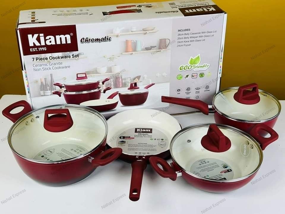 Kiam 7 Piece Ceramic Granite Non Stick Cookware Set- Induction Buttom