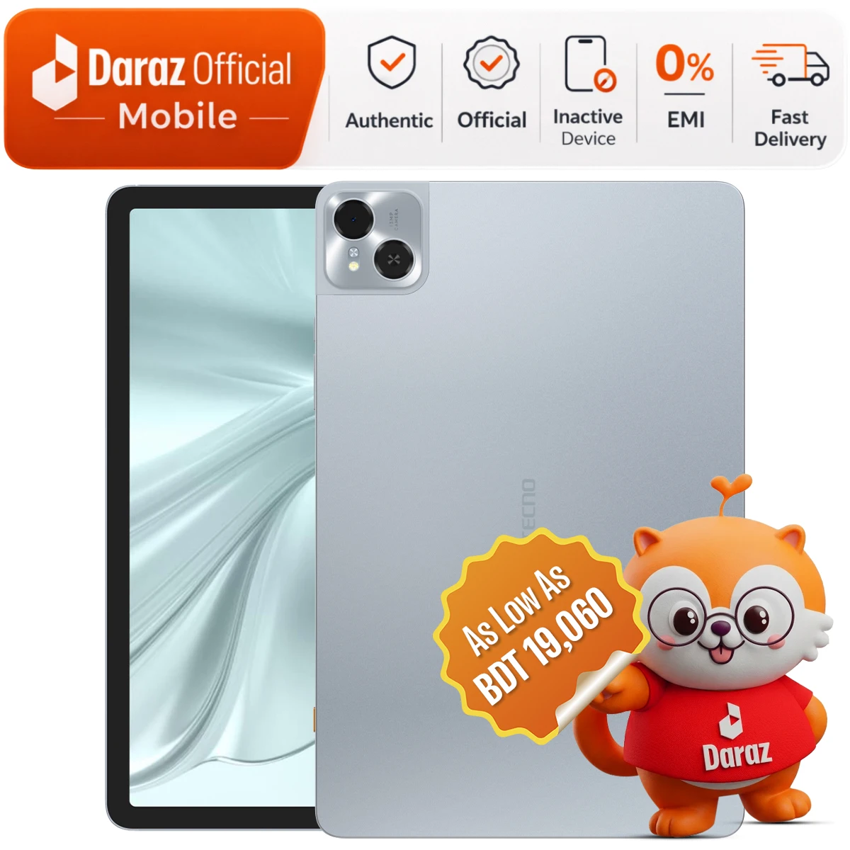 TECNO Megapad SE Tablet (4GB/128GB) | 10.95" FHD+ Display | Quad Speakers | 7040mAh Battery | Official Warranty