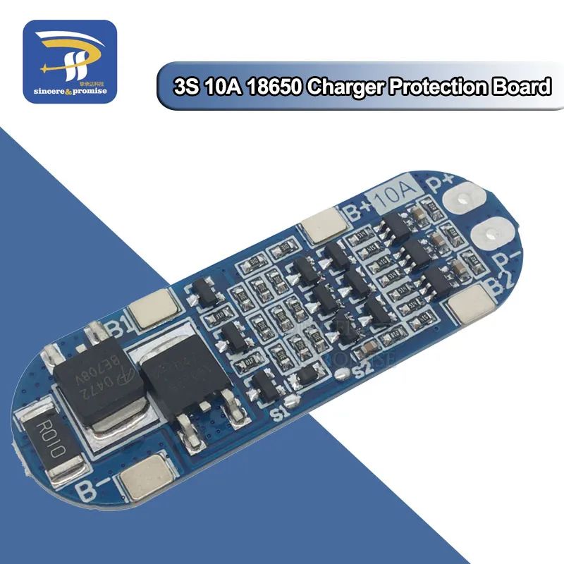 BMS 3S 10A charge protection board 3x Li-ion 18650 12.6V