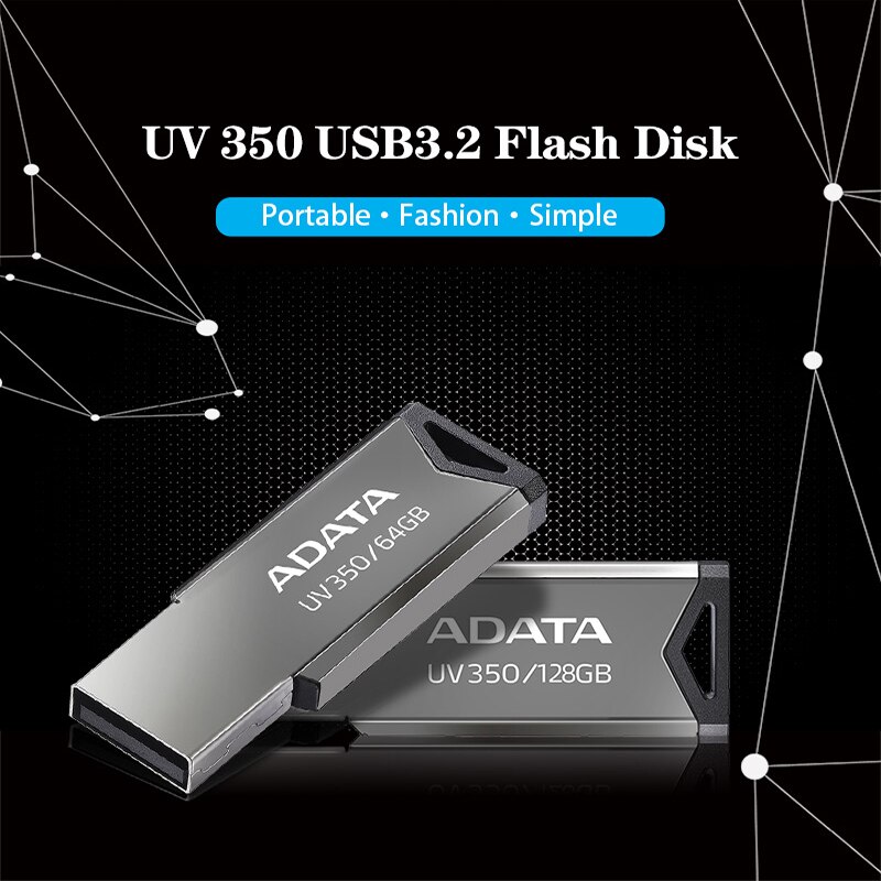ADATA USB 3.2 Flash Drives Pen Drive UV350 Metal Pendrive 32GB 64GB 128GB 256GB CLE Flash Disk Mini Key Memory Stick 3.0. 