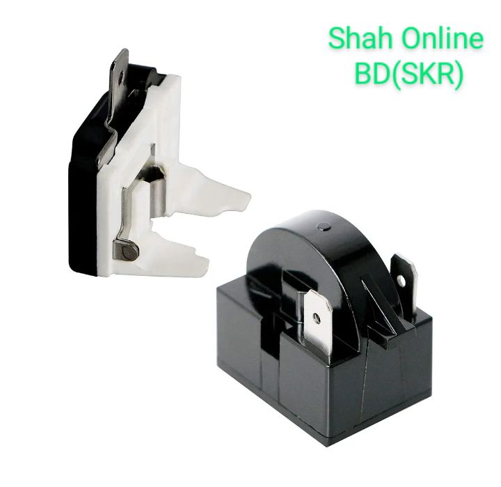 Refrigerator PTC Start Relay 12 Ohm 2-Pins + Freezer Compressor Thermal Overload Protector. 